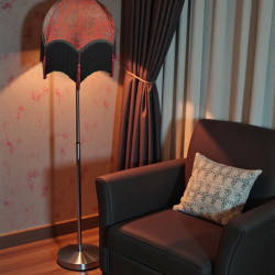 Paisley Jacquard Red Black Tasseled Parachute Dome Lampshade