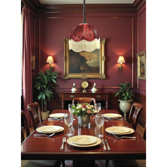 Paisley Jacquard Red Cream Dome Lampshade