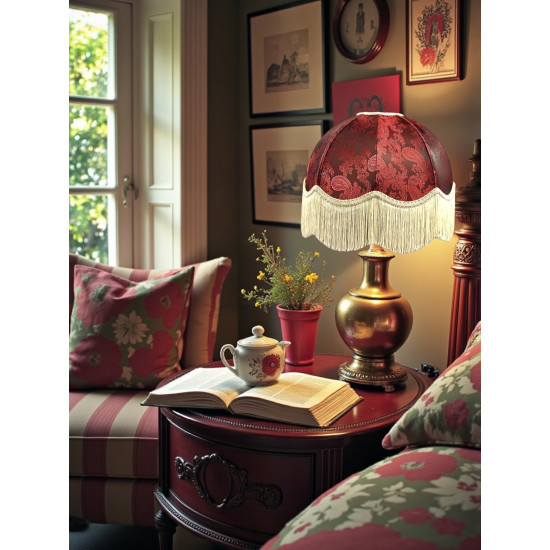 Paisley Jacquard Red Cream Dome Lampshade