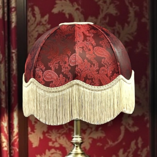 Paisley Jacquard Red Cream Dome Lampshade