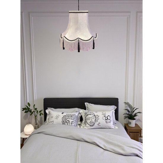 Paisley Jacquard White Black Lampshade