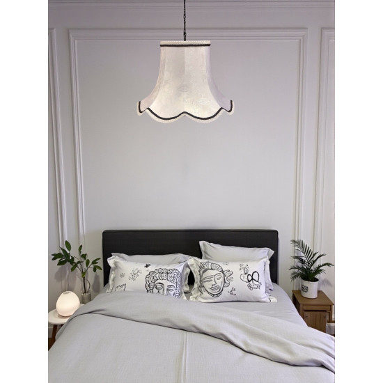 Paisley Jacquard White Black Modern Lampshade