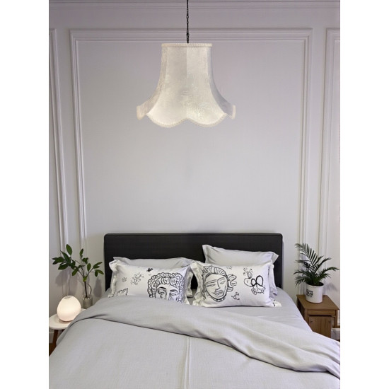 Paisley Jacquard White Modern Lampshade