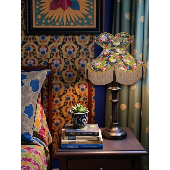 Peacock Black Victorian Fabric Lampshades