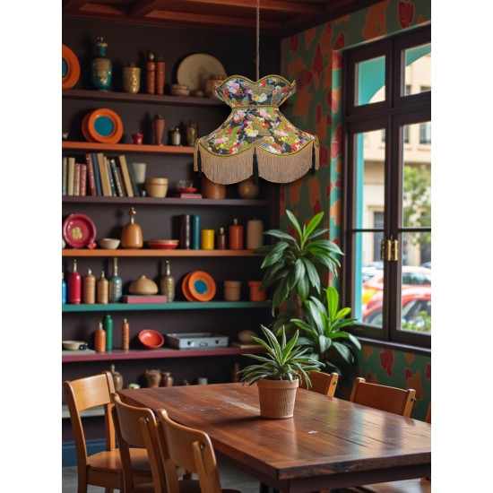 Peacock Black Victorian Fabric Lampshades