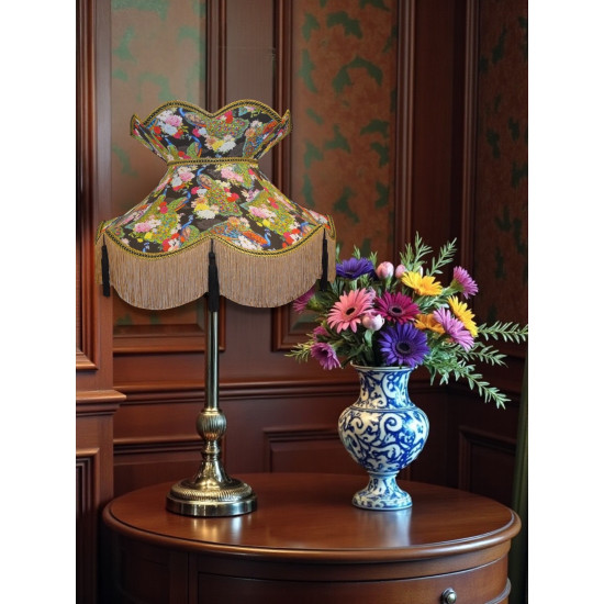 Peacock Black Victorian Fabric Lampshades