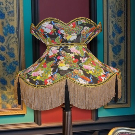Peacock Black Victorian Fabric Lampshades