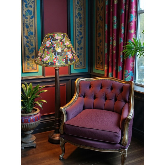 Peacock Plume Black Fabric Lampshades