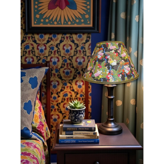 Peacock Plume Black Fabric Lampshades