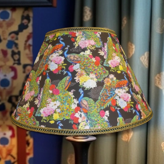 Peacock Plume Black Fabric Lampshades