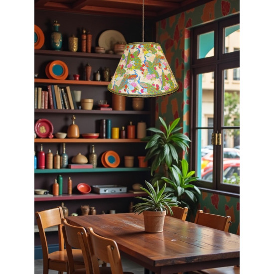 Peacock Plume Cream Fabric Lampshades