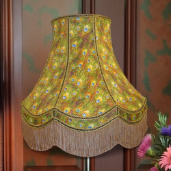 Exotic Peacock Feathers Double Scallop Fabric Lampshades
