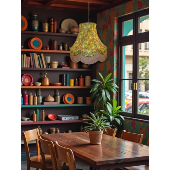 Exotic Peacock Feathers Double Scallop Fabric Lampshades