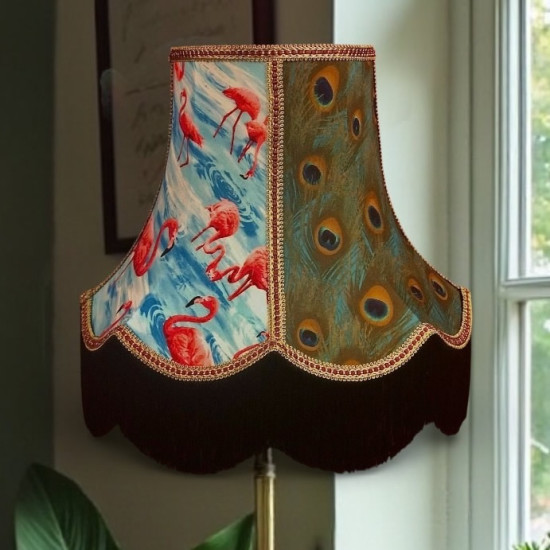 Birds of a Feather Fabric Scalloped Bottom Lampshades