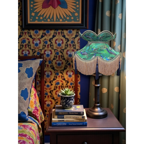 Peacock Green Victorian Fabric Lampshades