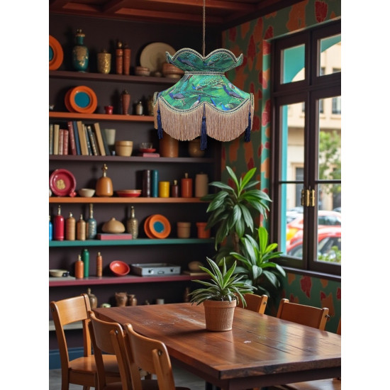 Peacock Green Victorian Fabric Lampshades