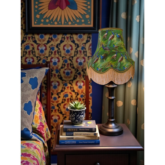 Peacock Dance Green Fabric Lampshades