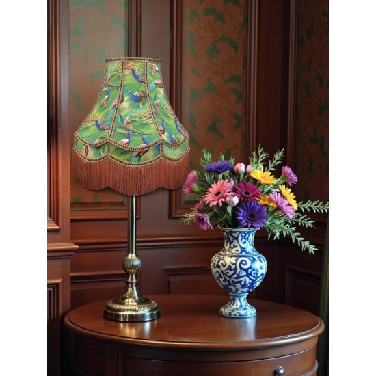 Exotic Peacock Green Double Scallop Fabric Lampshades