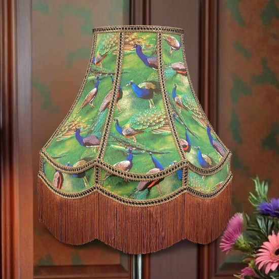 Exotic Peacock Green Double Scallop Fabric Lampshades
