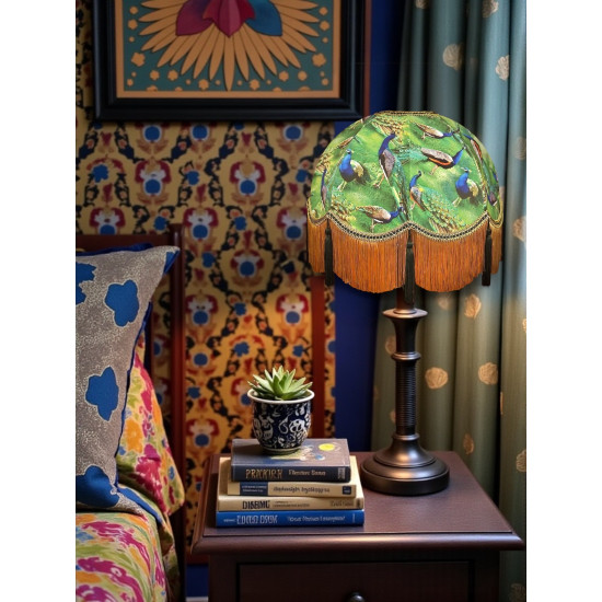 Green Peacock Dome Fabric Lampshade