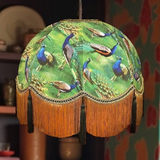 Green Peacock Dome Fabric Lampshade