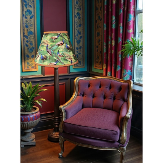 Peacock Plume Green and Gold Fabric Lampshades