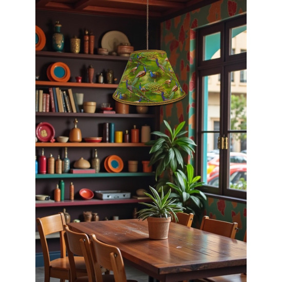 Peacock Plume Green Fabric Lampshades