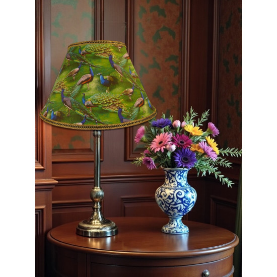 Peacock Plume Green Fabric Lampshades