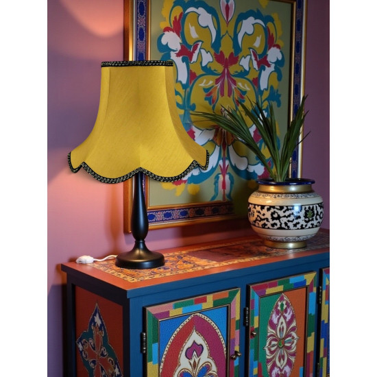 Antique Gold Black Modern Scalloped Fabric Lampshade