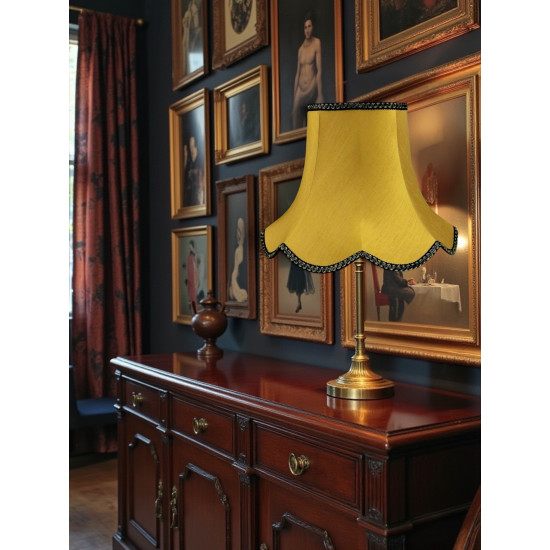 Antique Gold Black Modern Scalloped Fabric Lampshade