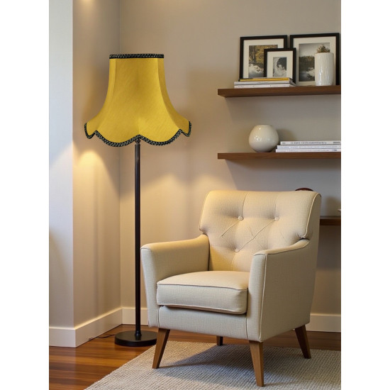 Antique Gold Black Modern Scalloped Fabric Lampshade