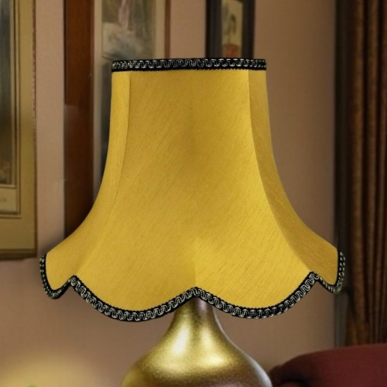 Antique Gold Black Modern Scalloped Fabric Lampshade