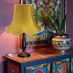 Antique Gold Modern Scalloped Fabric Lampshades
