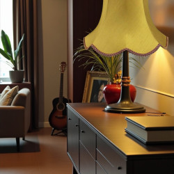 Antique Gold Rosso Modern Scalloped Fabric Lampshade