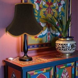 Black and Gold Braid Modern Scalloped Fabric Lampshades
