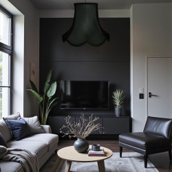Black Modern Scalloped Fabric Lampshade
