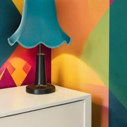 Azure Blue Modern Scalloped Fabric Lampshades