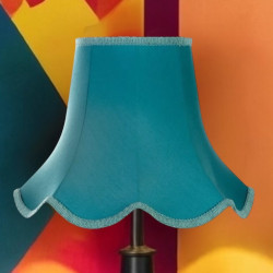 Azure Blue Modern Scalloped Fabric Lampshades