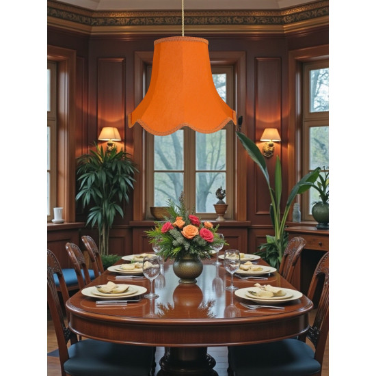 Burnt Orange Modern Scalloped Fabric Lampshades
