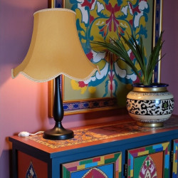 Corn Light Gold Modern Scalloped Fabric Lampshades