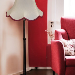 Cream and Burgundy Modern Scalloped Fabric Lampshades