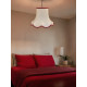 Cream and Burgundy Modern Scalloped Fabric Lampshades