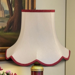 Cream and Burgundy Modern Scalloped Fabric Lampshades