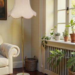 Cream and Gold Rope Modern Scalloped Fabric Lampshades