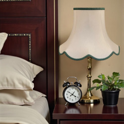 Cream and Holly Green Modern Scalloped Fabric Lampshades