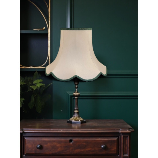 Cream and Holly Green Modern Scalloped Fabric Lampshades
