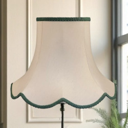 Cream and Holly Green Modern Scalloped Fabric Lampshades