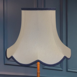 Cream and Navy Blue Modern Scalloped Fabric Lampshades