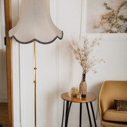 Cream and Black Gold Modern Scalloped Fabric Lampshades