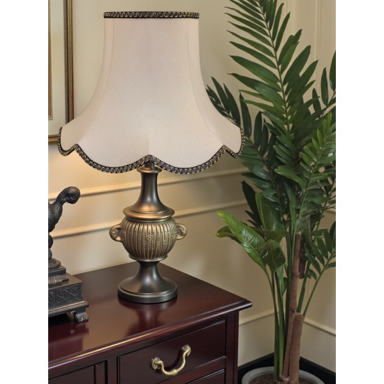 Cream and Black Gold Modern Scalloped Fabric Lampshades
